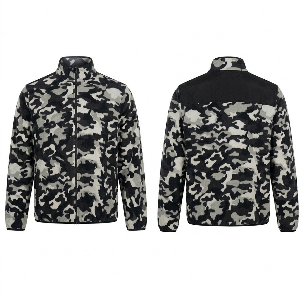 Original Use Men's XL Black White Cow Animal Print Full Zip Fleece Jacket Coat